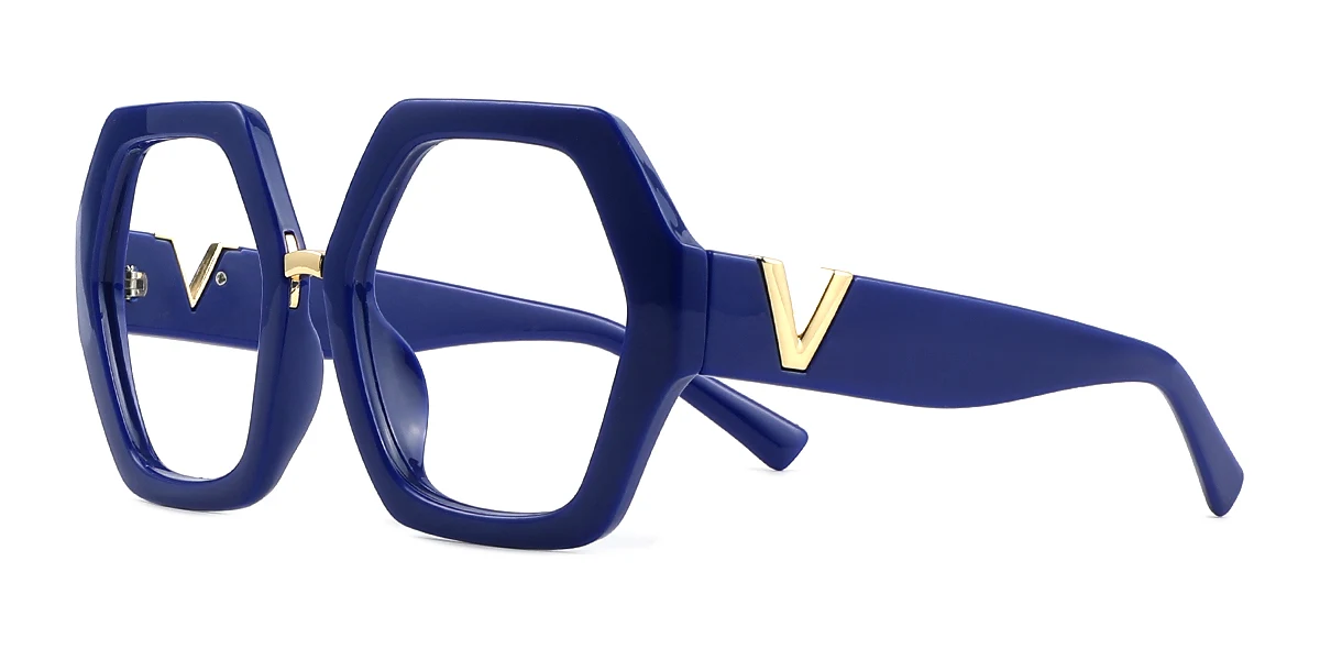 Blue Irregular Simple Retro Custom Engraving Eyeglasses | WhereLight