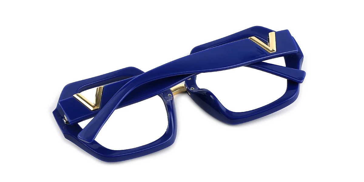 Blue Irregular Simple Retro Custom Engraving Eyeglasses | WhereLight