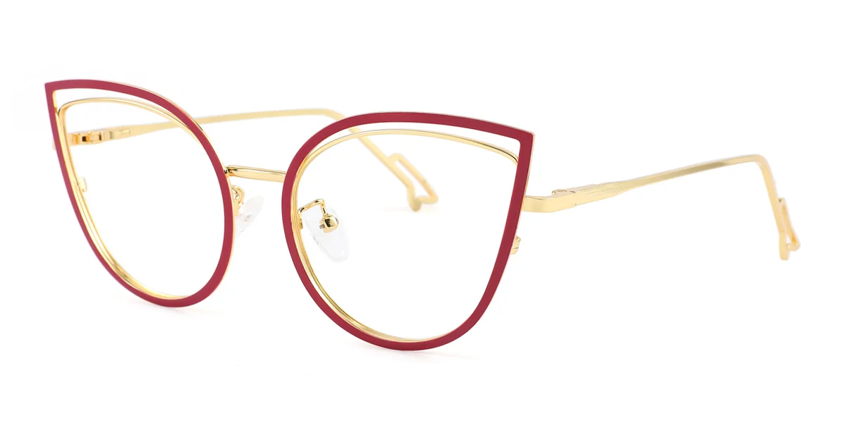 Red Cateye Unique Spring Hinges Eyeglasses | WhereLight