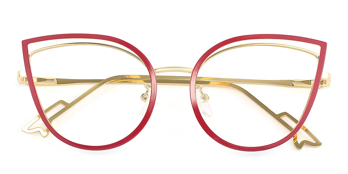 Red Cateye Unique Spring Hinges Eyeglasses | WhereLight