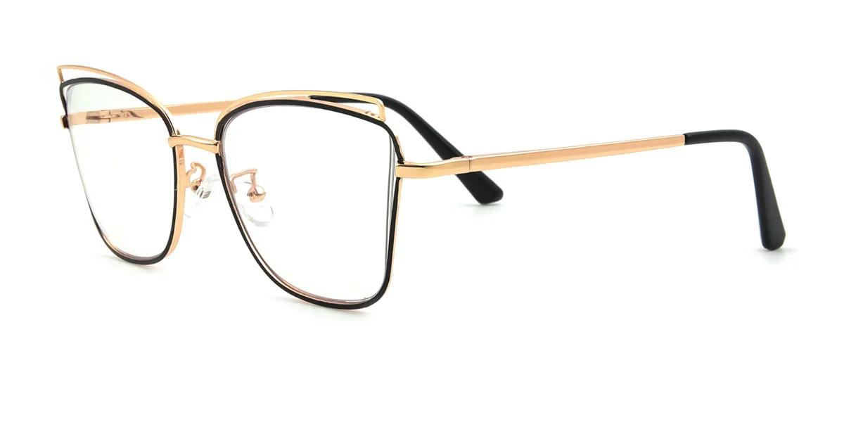 Black Cateye Rectangle Irregular Retro Unique Spring Hinges Eyeglasses | WhereLight