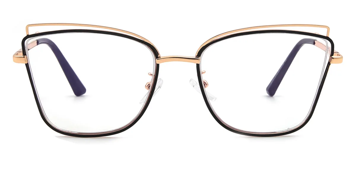 Black Cateye Rectangle Irregular Retro Unique Spring Hinges Eyeglasses | WhereLight