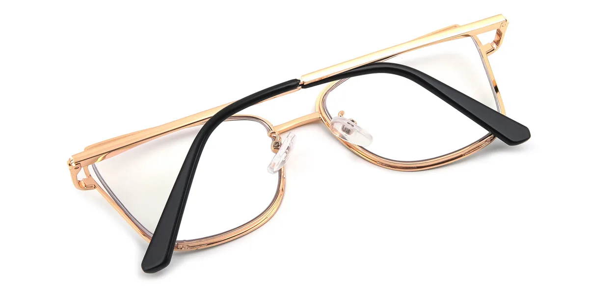 Black Cateye Rectangle Irregular Retro Unique Spring Hinges Eyeglasses | WhereLight