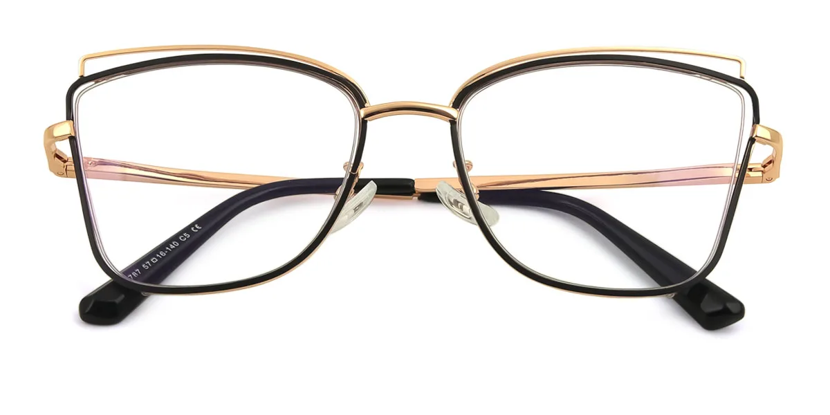 Black Cateye Rectangle Irregular Retro Unique Spring Hinges Eyeglasses | WhereLight