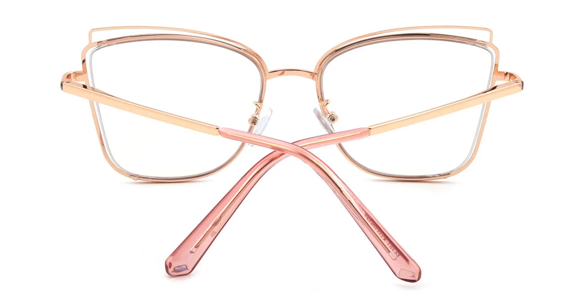 Pink Cateye Rectangle Irregular Retro Unique Spring Hinges Eyeglasses | WhereLight