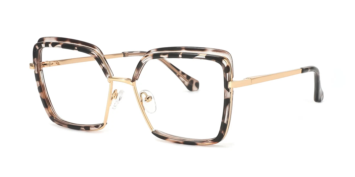 Tortoiseshell Cateye Rectangle Unique Spring Hinges Eyeglasses | WhereLight