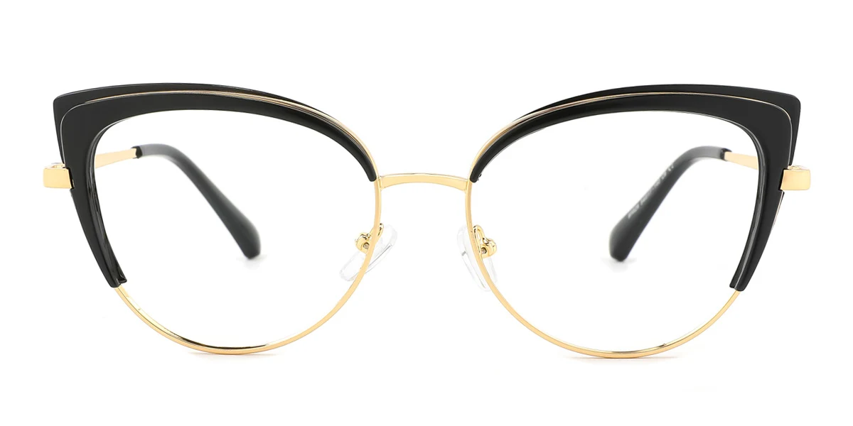 Black Cateye Unique Spring Hinges Eyeglasses | WhereLight