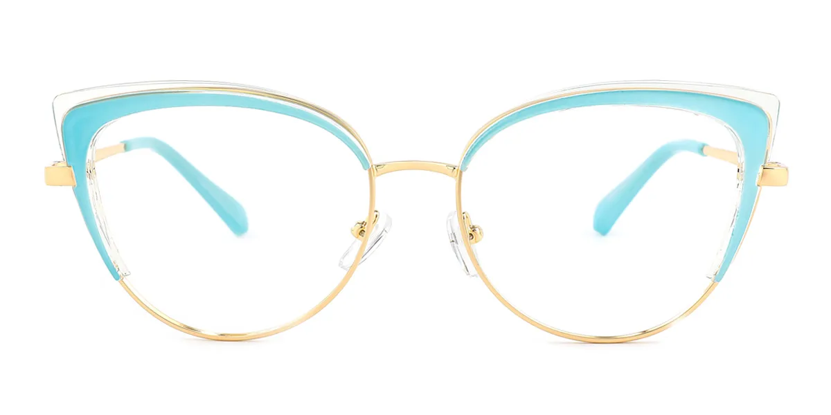 Blue Cateye Unique Spring Hinges Eyeglasses | WhereLight