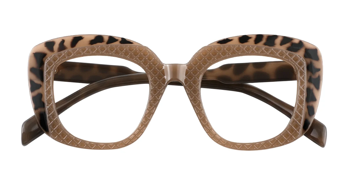Brown Rectangle Simple Classic Custom Engraving Eyeglasses | WhereLight