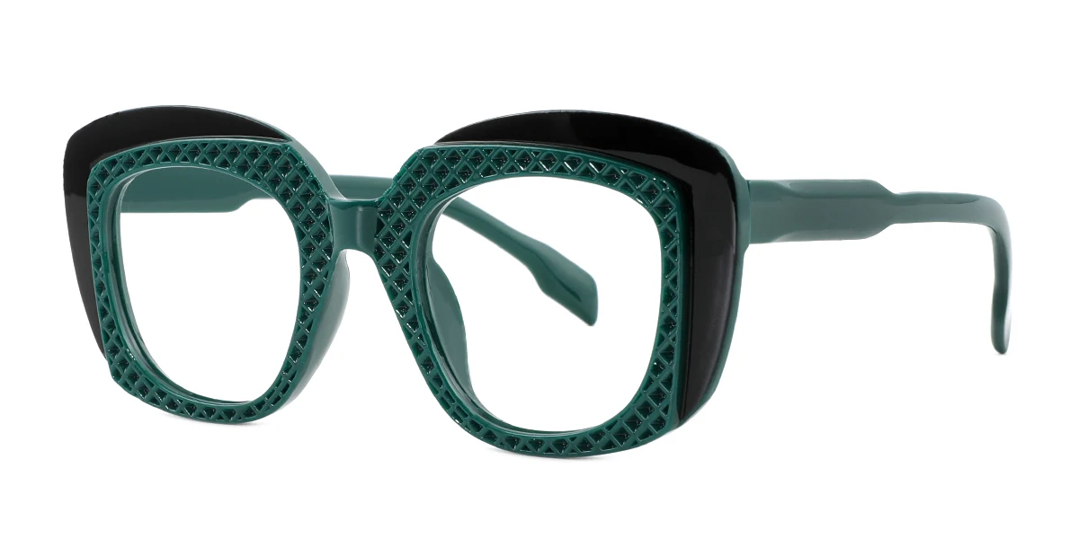 Green Rectangle Simple Classic Custom Engraving Eyeglasses | WhereLight