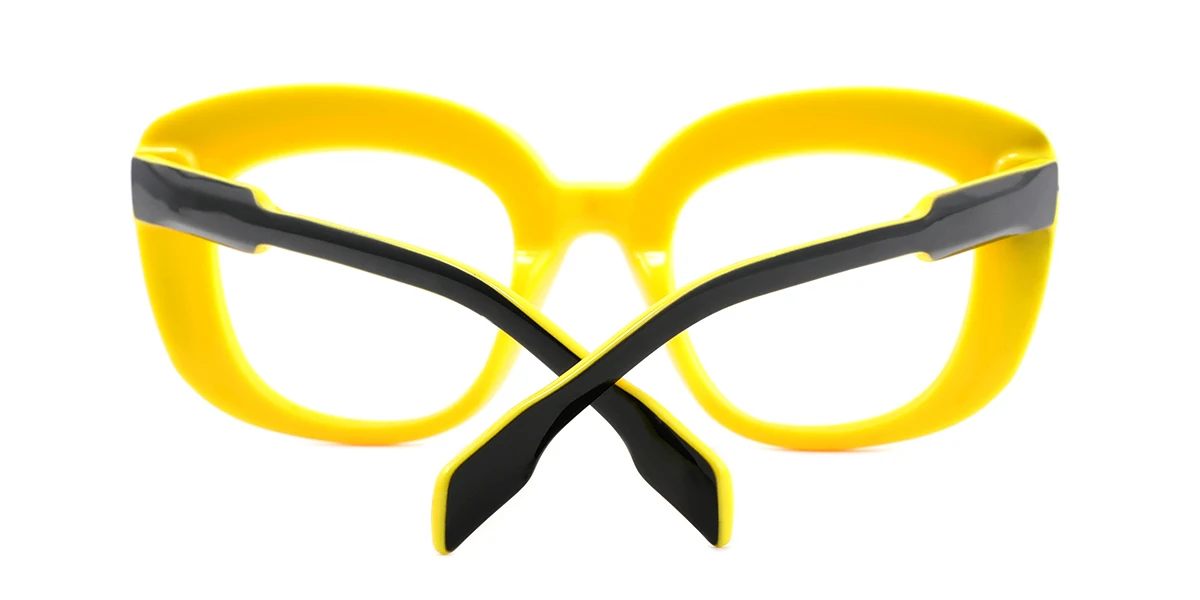 Yellow Rectangle Simple Classic Custom Engraving Eyeglasses | WhereLight