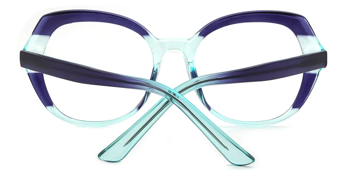 Blue Round Oval Geometric Retro Unique Spring Hinges Custom Engraving Eyeglasses | WhereLight