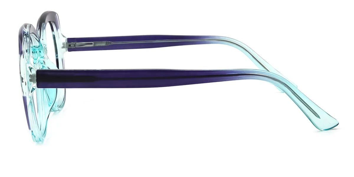 Blue Round Oval Geometric Retro Unique Spring Hinges Custom Engraving Eyeglasses | WhereLight
