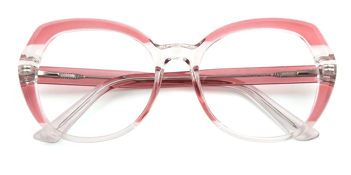 Pink Round Oval Geometric Retro Unique Spring Hinges Custom Engraving Eyeglasses | WhereLight