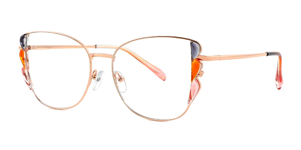Orange Butterfly Simple Classic Retro Spring Hinges Custom Engraving Eyeglasses | WhereLight