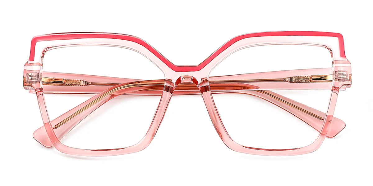 Pink Rectangle Gorgeous Spring Hinges Eyeglasses | WhereLight