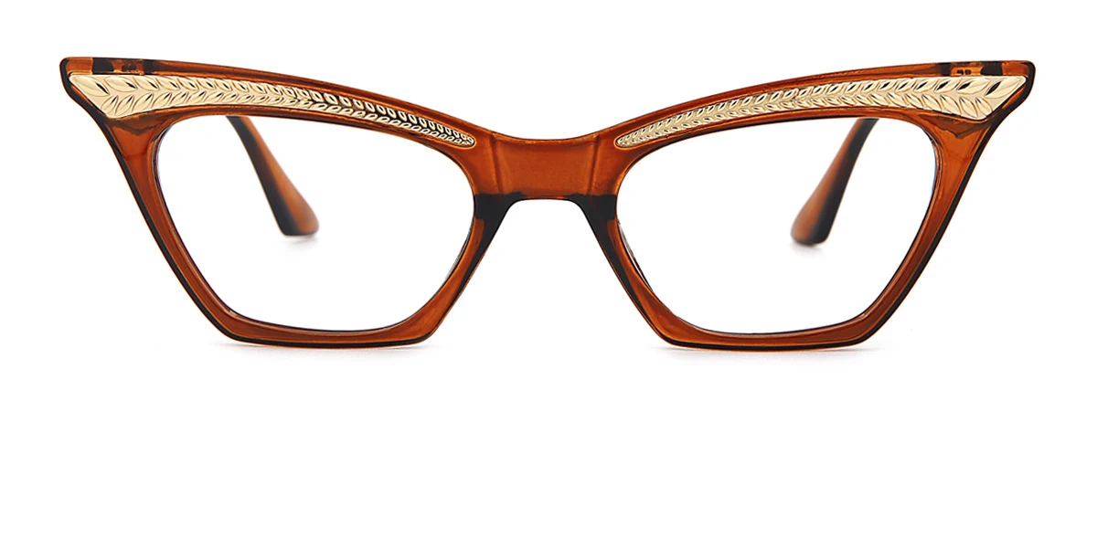Brown Cateye Irregular Classic Unique Gorgeous Custom Engraving Eyeglasses | WhereLight