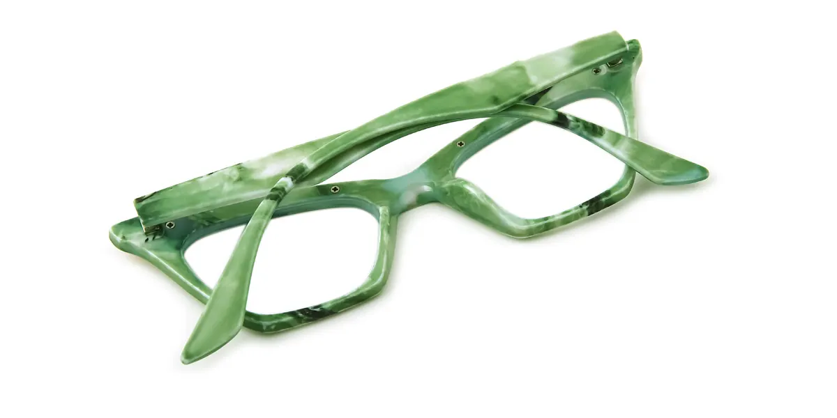 Green Cateye Irregular Classic Unique Gorgeous Custom Engraving Eyeglasses | WhereLight