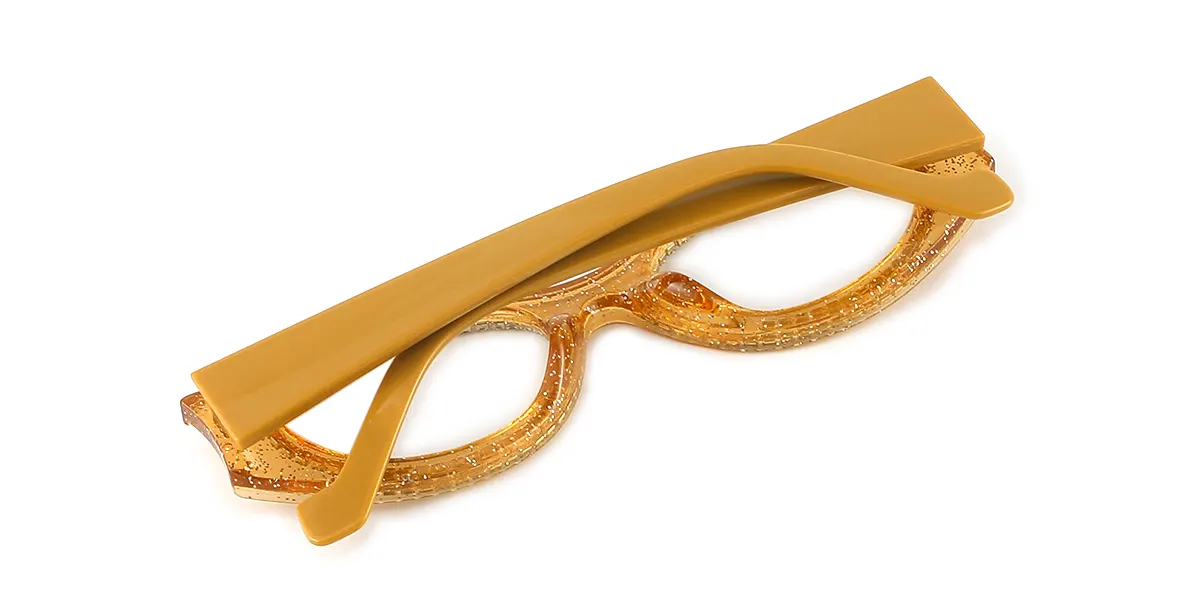 Brown Oval Rhinestone Custom Engraving Eyeglasses | WhereLight