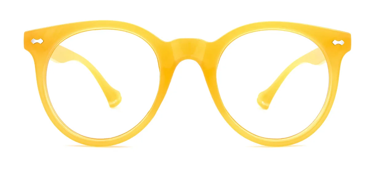 Yellow Round Classic Custom Engraving Eyeglasses | WhereLight