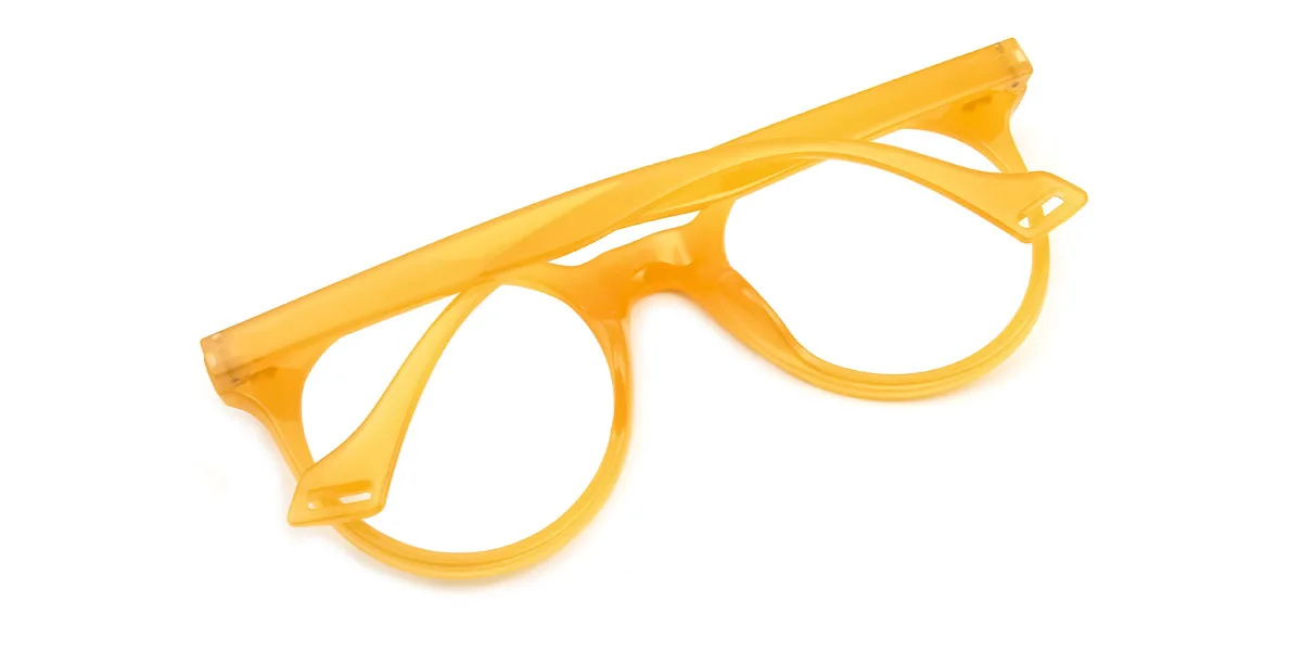 Yellow Round Classic Custom Engraving Eyeglasses | WhereLight