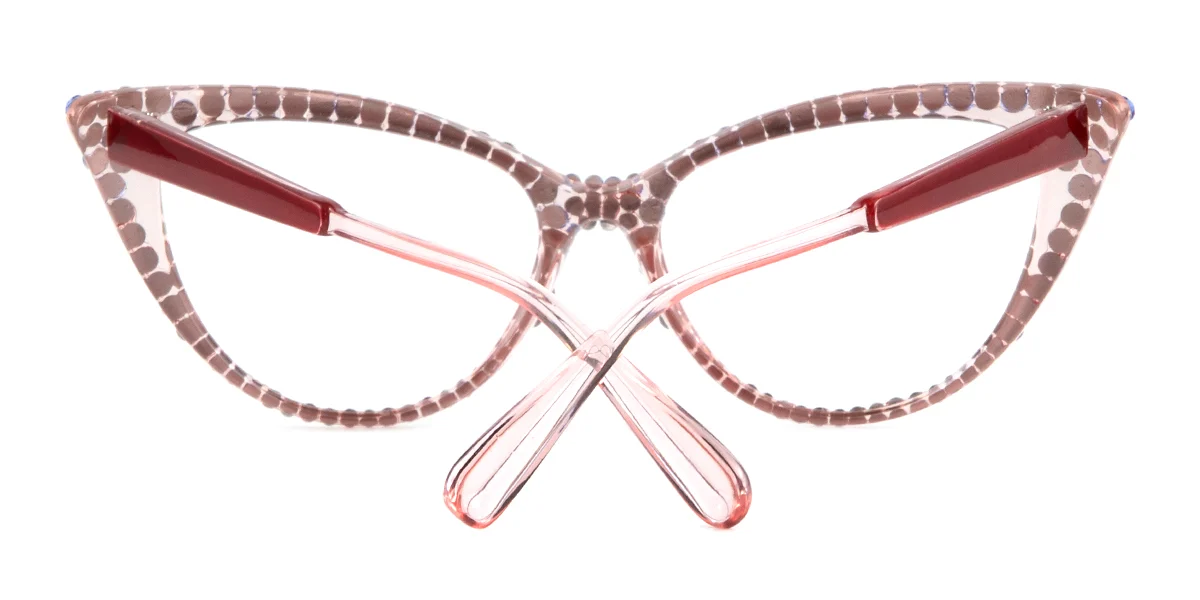 Pink Cateye Gorgeous Rhinestone Custom Engraving Eyeglasses | WhereLight