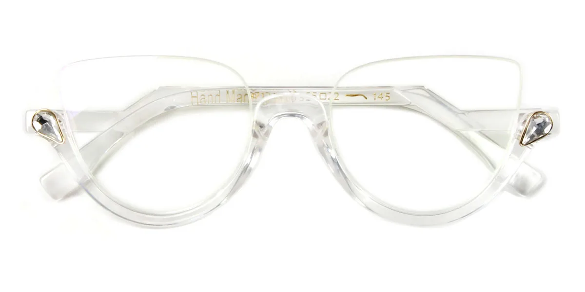 Clear Cateye Unique Gorgeous Rhinestone Custom Engraving Eyeglasses | WhereLight