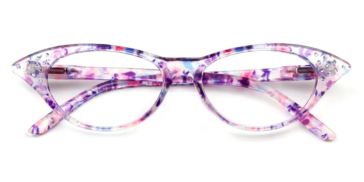 Purple Cateye Unique Gorgeous Spring Hinges Custom Engraving Eyeglasses | WhereLight