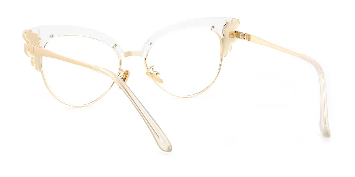 Clear Cateye Unique Gorgeous Rhinestone Custom Engraving Eyeglasses | WhereLight