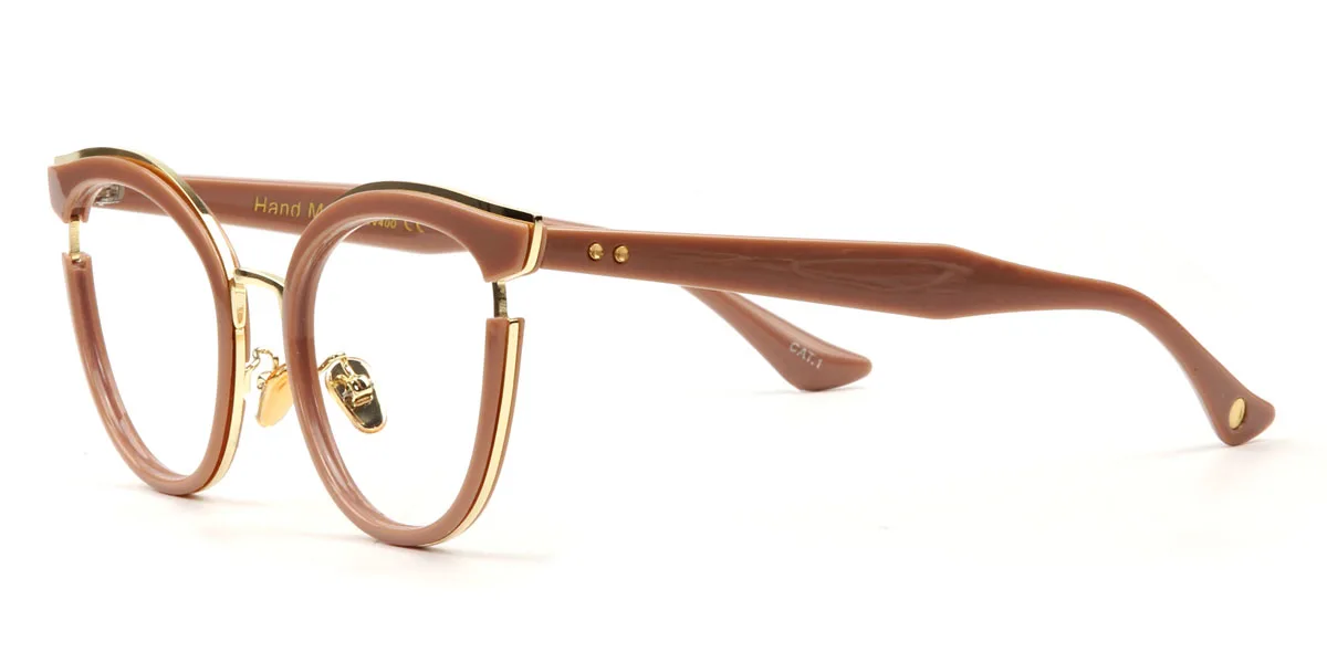 Brown Cateye Round Unique Custom Engraving Eyeglasses | WhereLight
