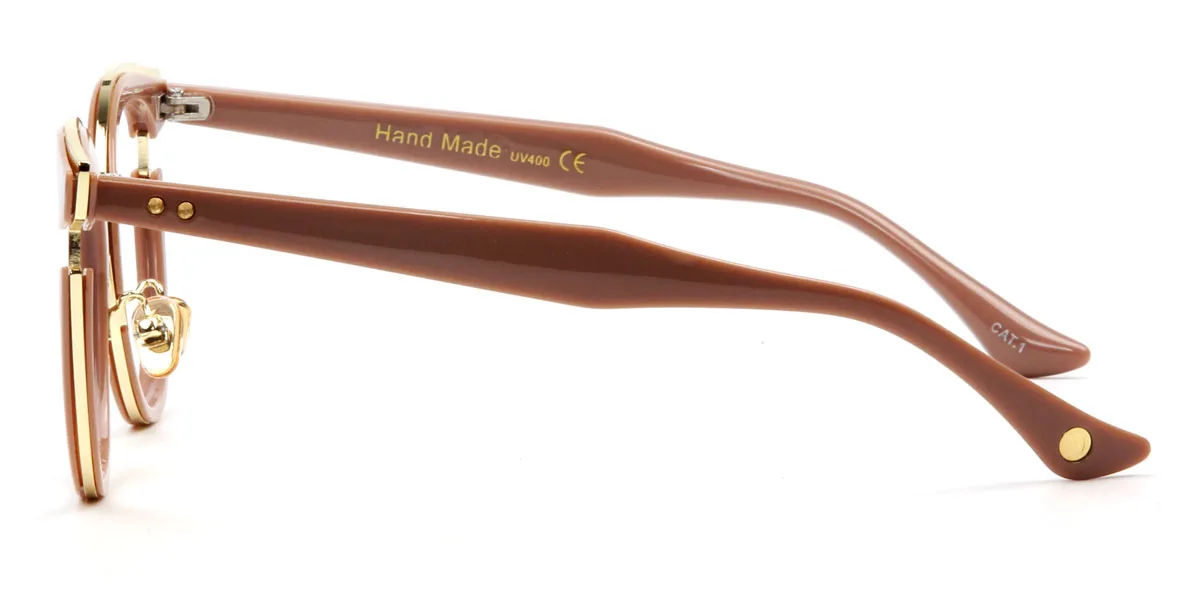 Brown Cateye Round Unique Custom Engraving Eyeglasses | WhereLight