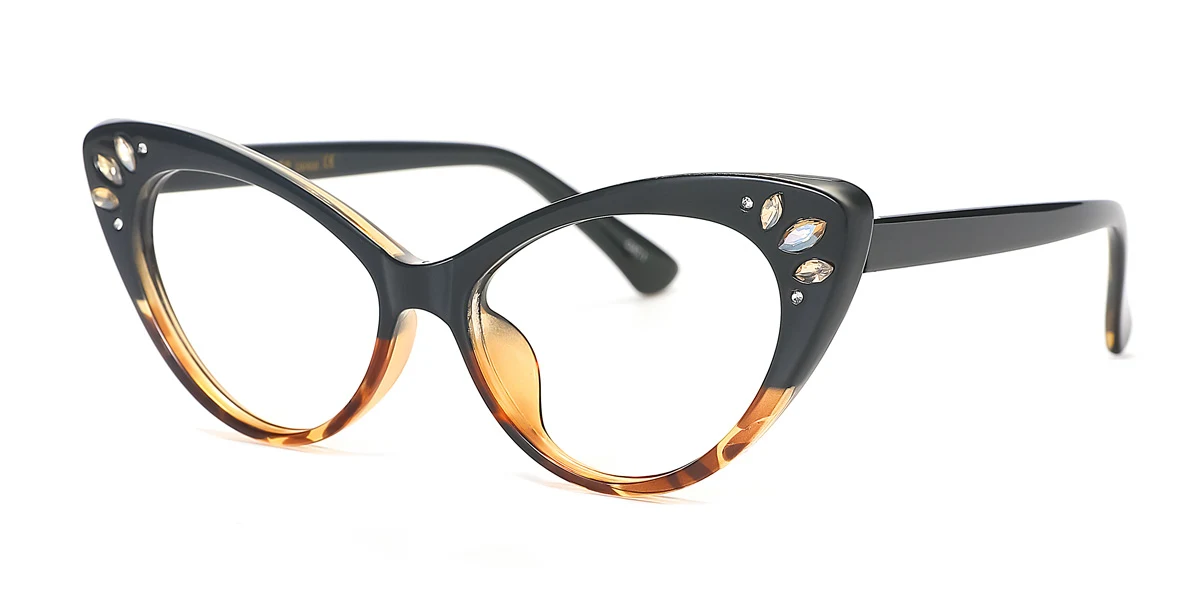 Tortoiseshell Cateye Unique Gorgeous Rhinestone Custom Engraving Eyeglasses | WhereLight