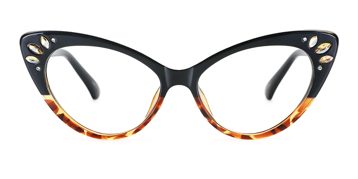 Tortoiseshell Cateye Unique Gorgeous Rhinestone Custom Engraving Eyeglasses | WhereLight