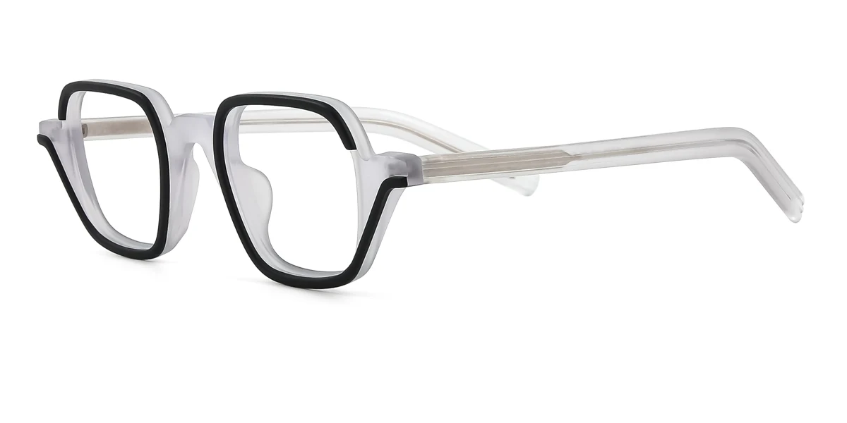 White Geometric Retro  Eyeglasses | WhereLight