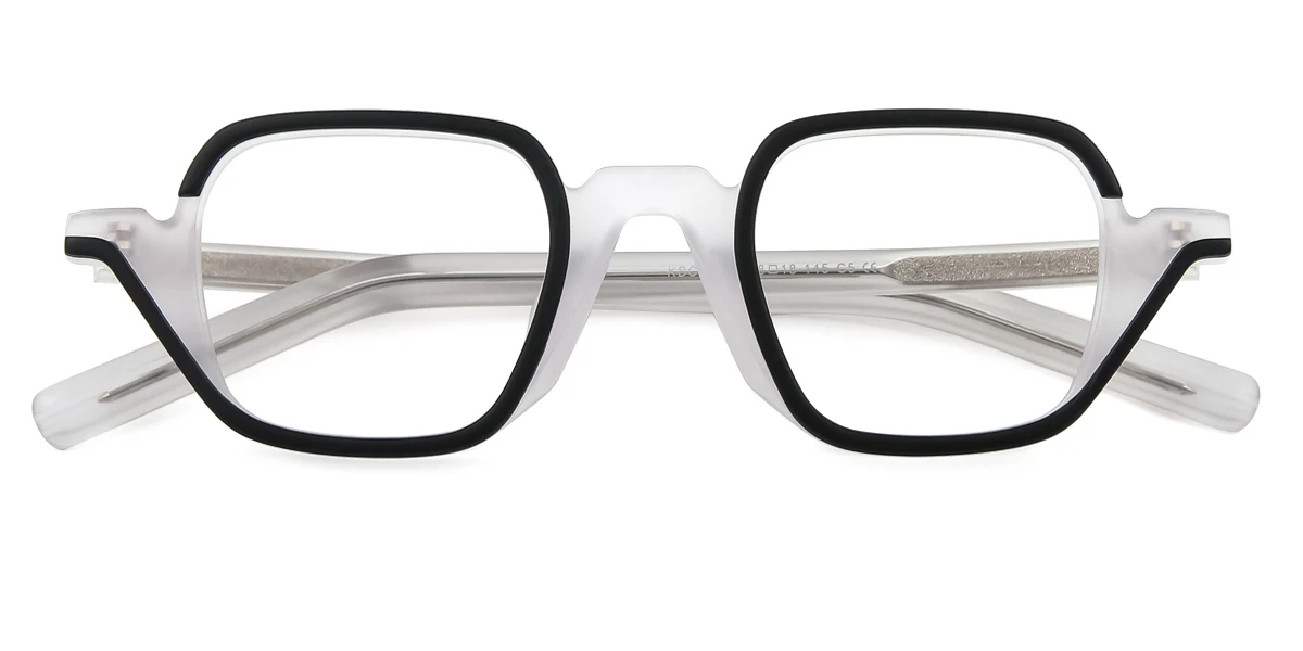 White Geometric Retro  Eyeglasses | WhereLight