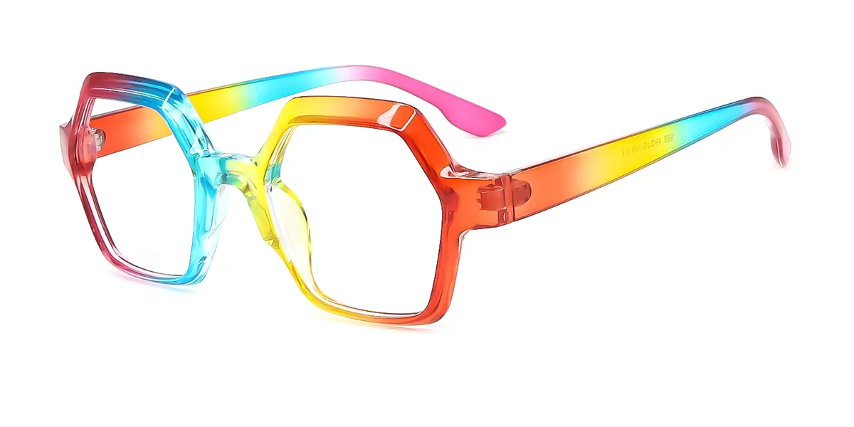 Multicolor Geometric Irregular Classic Retro Custom Engraving Eyeglasses | WhereLight