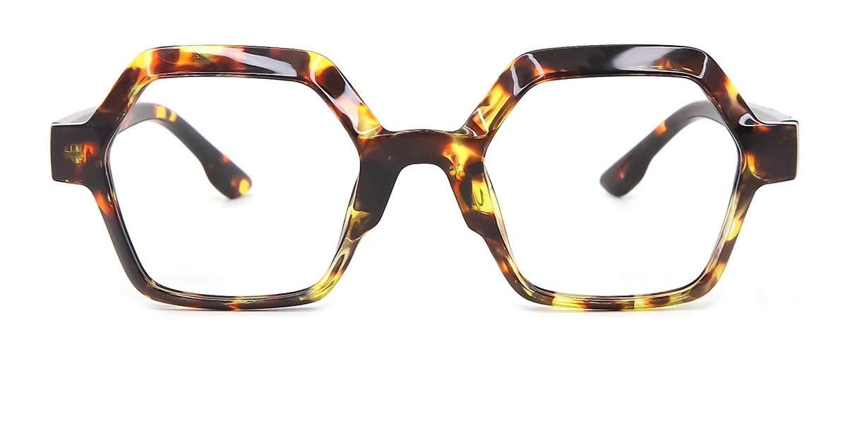 Tortoiseshell Geometric Irregular Classic Retro Custom Engraving Eyeglasses | WhereLight
