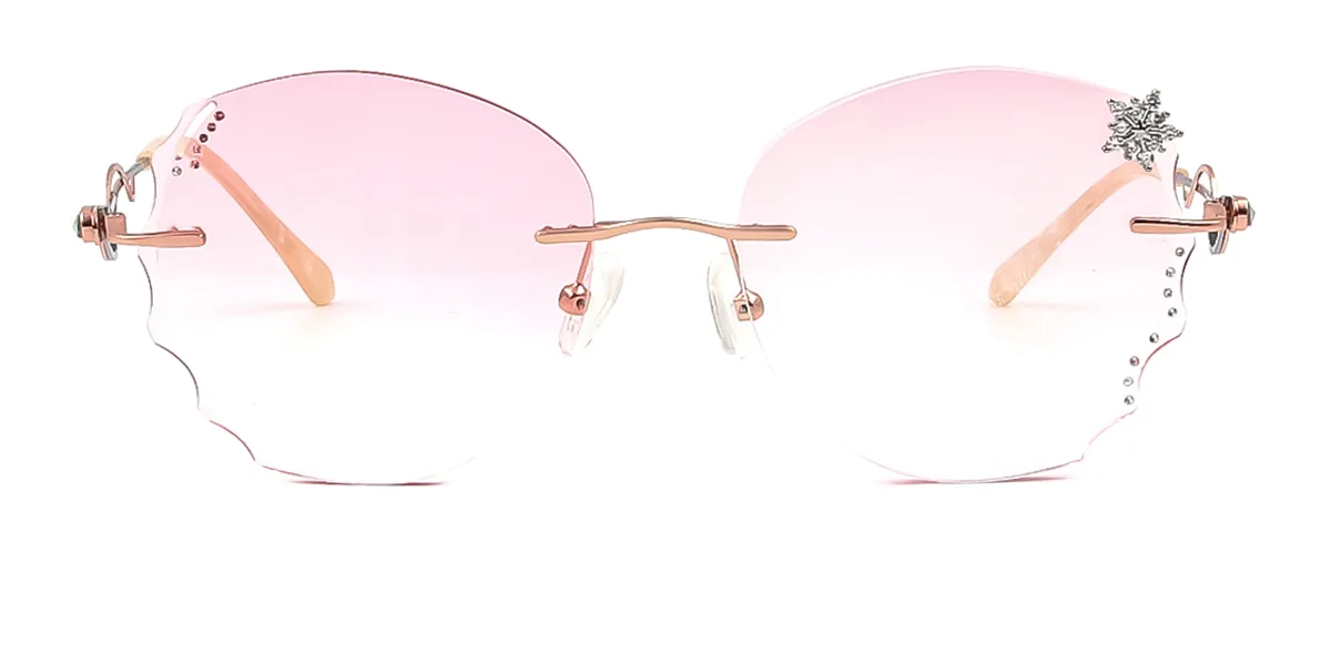 Pink Cateye Oval Irregular Unique Gorgeous Rhinestone  Handmade Glasses | WhereLight