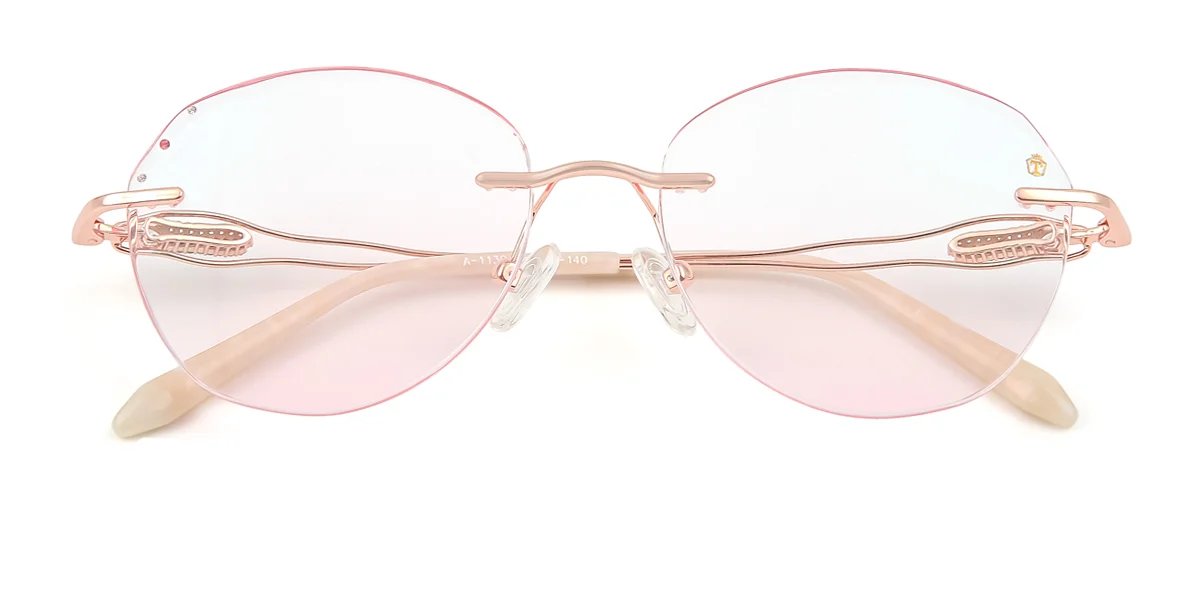 Pink Oval Unique Gorgeous Rhinestone  Handmade Glasses | WhereLight