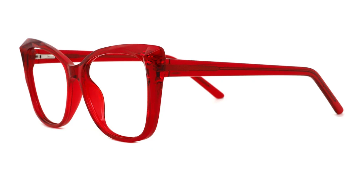 Red Cateye Classic Spring Hinges Custom Engraving Eyeglasses | WhereLight