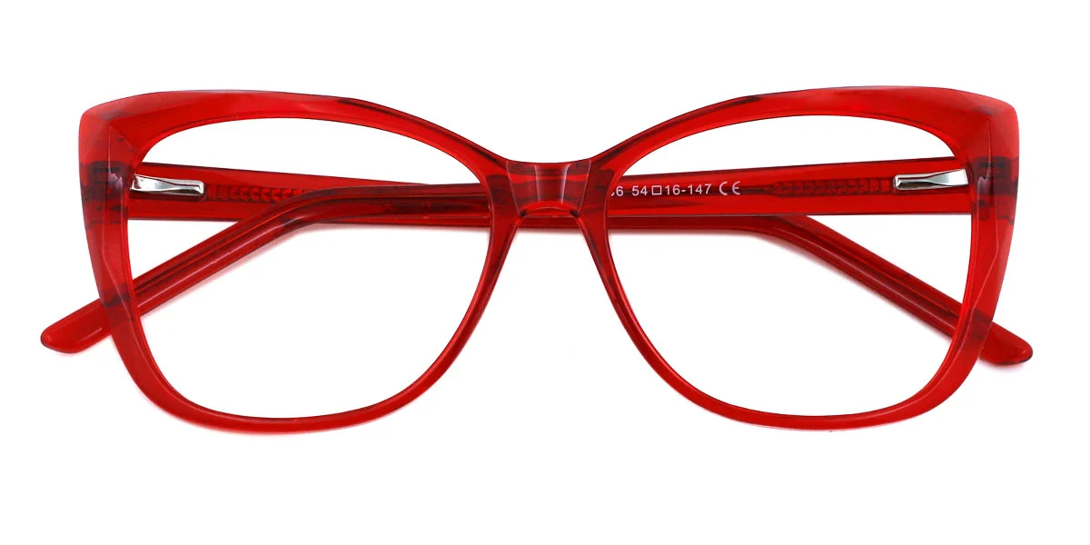 Red Cateye Classic Spring Hinges Custom Engraving Eyeglasses | WhereLight