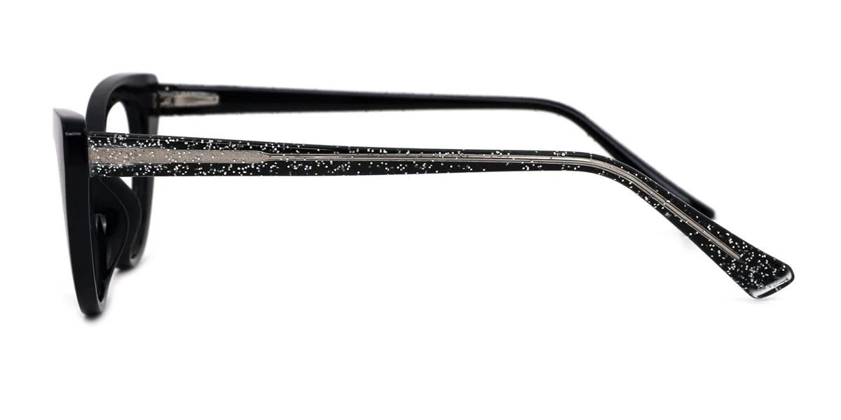 Black Cateye Unique Spring Hinges Custom Engraving Eyeglasses | WhereLight