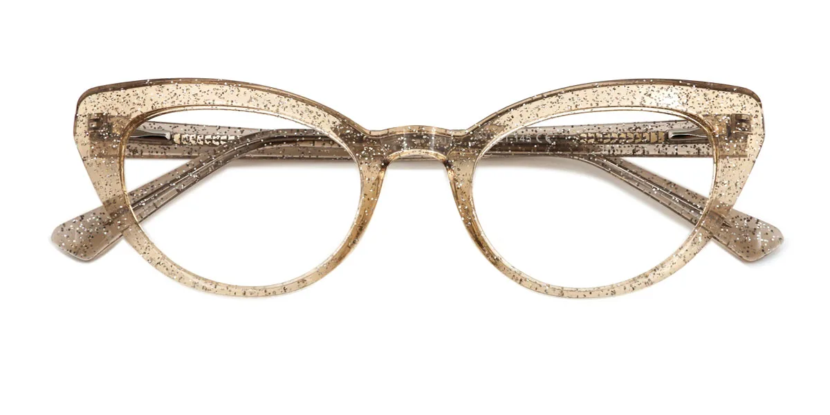 Brown Cateye Unique Spring Hinges Custom Engraving Eyeglasses | WhereLight