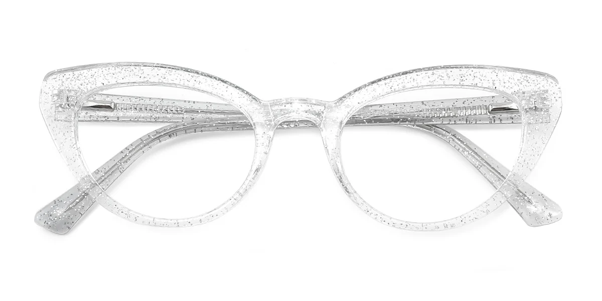 Clear Cateye Unique Spring Hinges Custom Engraving Eyeglasses | WhereLight