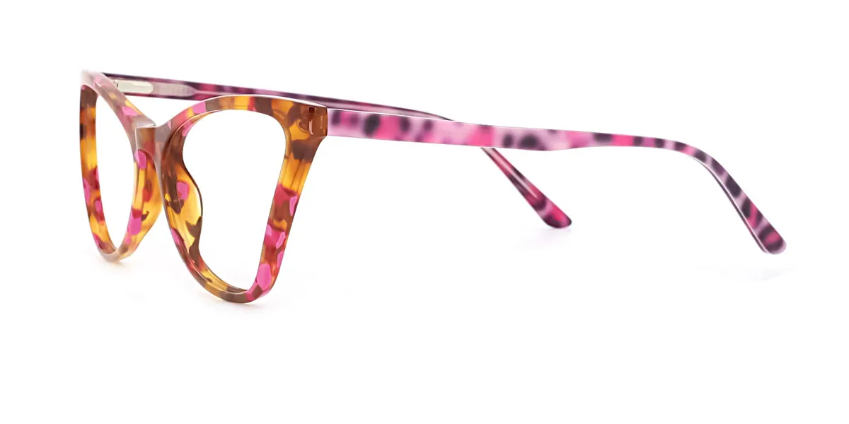 Pink Cateye Unique Floral Acetate Spring Hinges Custom Engraving Eyeglasses | WhereLight