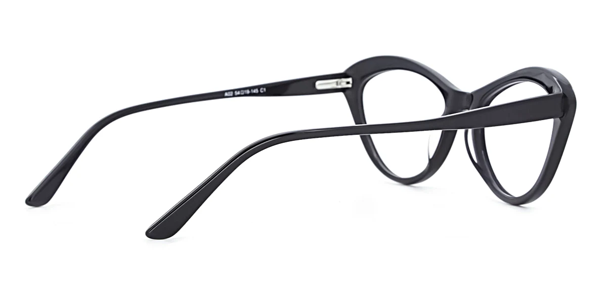 Black Cateye Unique Floral Acetate Spring Hinges Custom Engraving Eyeglasses | WhereLight