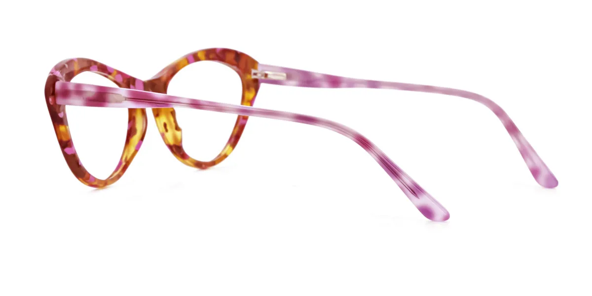 Red Cateye Unique Floral Acetate Spring Hinges Custom Engraving Eyeglasses | WhereLight