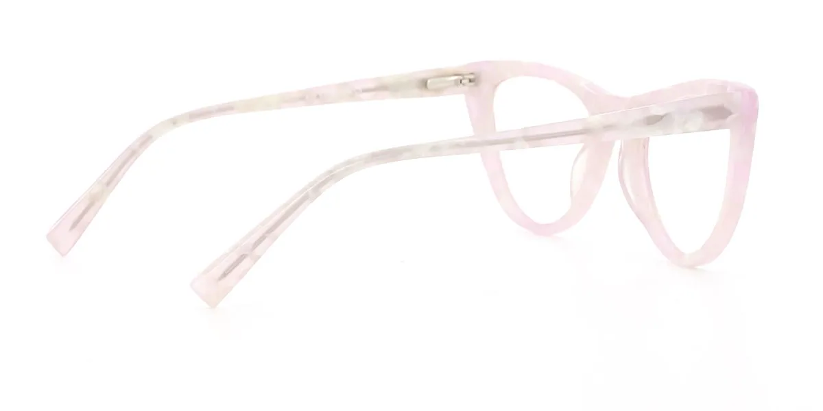 Pink Cateye Unique Floral Acetate Spring Hinges Custom Engraving Eyeglasses | WhereLight