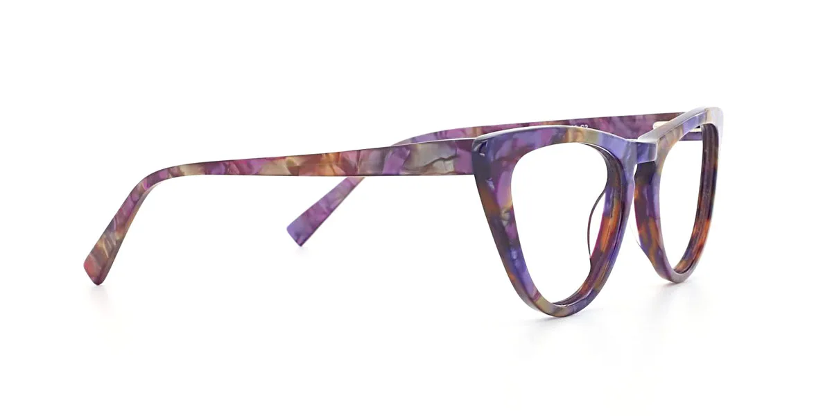 Purple Cateye Unique Floral Acetate Spring Hinges Custom Engraving Eyeglasses | WhereLight