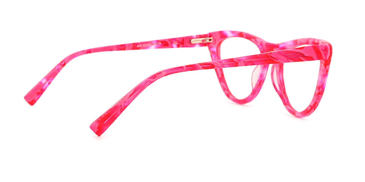 Red Cateye Unique Floral Acetate Spring Hinges Custom Engraving Eyeglasses | WhereLight